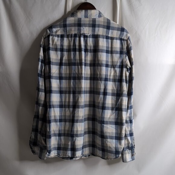 Vintage The North Face Men's Blue/White Plaid Button Up Shirt, Large - Picture 2 of 7